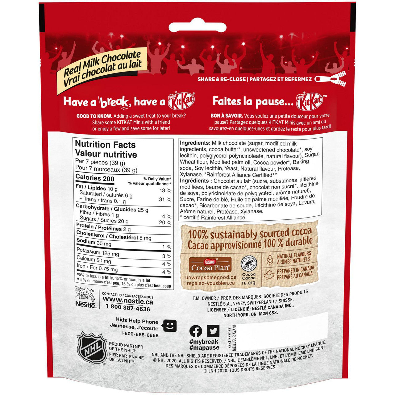 Nestlé Kit Kat Minis – 180g (6.3 oz) Pouch Back Side